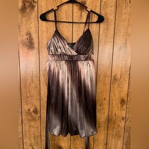 Ruby Rox Purple & Silver Shimmer Maxi Dress– Women’s Size M Back Tie Formal Gown